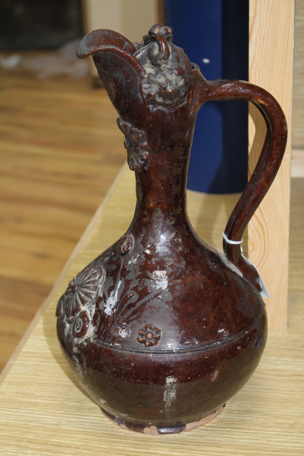 A Turkish Cannakale pottery ewer, 19th century,